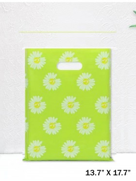 Green Daisy Print Gift Bags (50 Pcs)